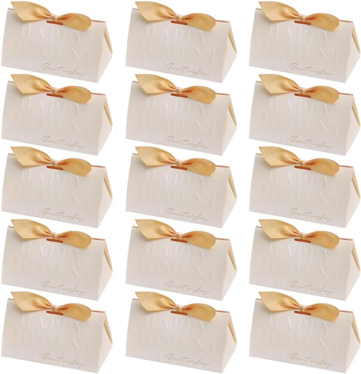 SnelShoppen - 15 Stuks Papieren Snoepdozen, Feestgeschenk Doosjes met Lint, Duurzaam en Elegant voor Bruiloft, Verjaardag, Feestartikelen en Knutselen