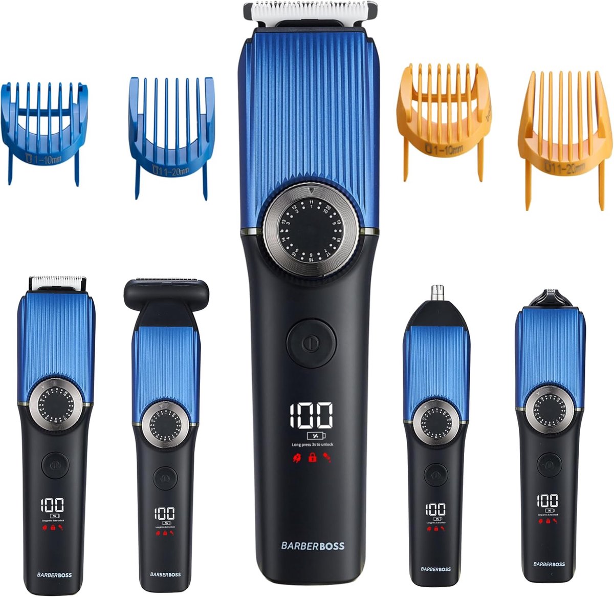 SnelShoppen - 5-in-1 Draadloze Verzorgingsset voor Mannen - Baardtrimmer, Tondeuse, Neus- en Oortrimmer, Bodytrimmer, Waterdicht met USB-oplaadfunctie