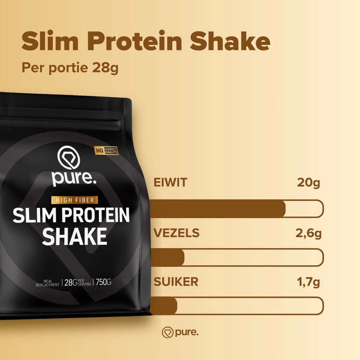 PURE Slim Protein Shake - 2000gr - Chocolade  - Afslank Shake - Dieet Shake - Eiwitshake