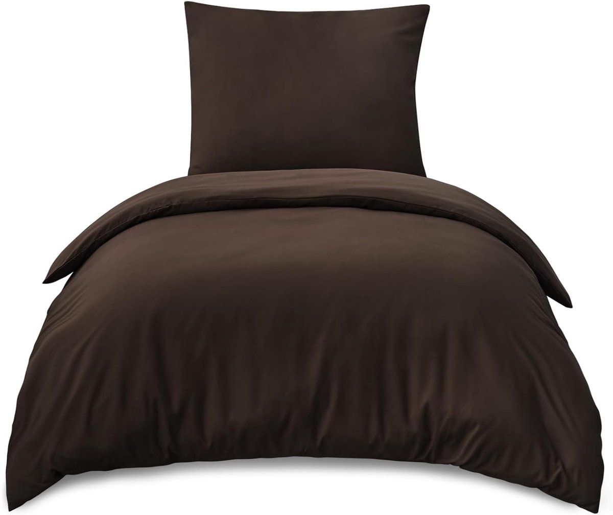 SnelShoppen - Luxe Bedlinnen Set 155 x 220 cm, 2-delig Polyester Microfibre Dekbedovertrek en Kussensloop 80 x 80 cm, Zacht en Kreukvrij voor een Comf