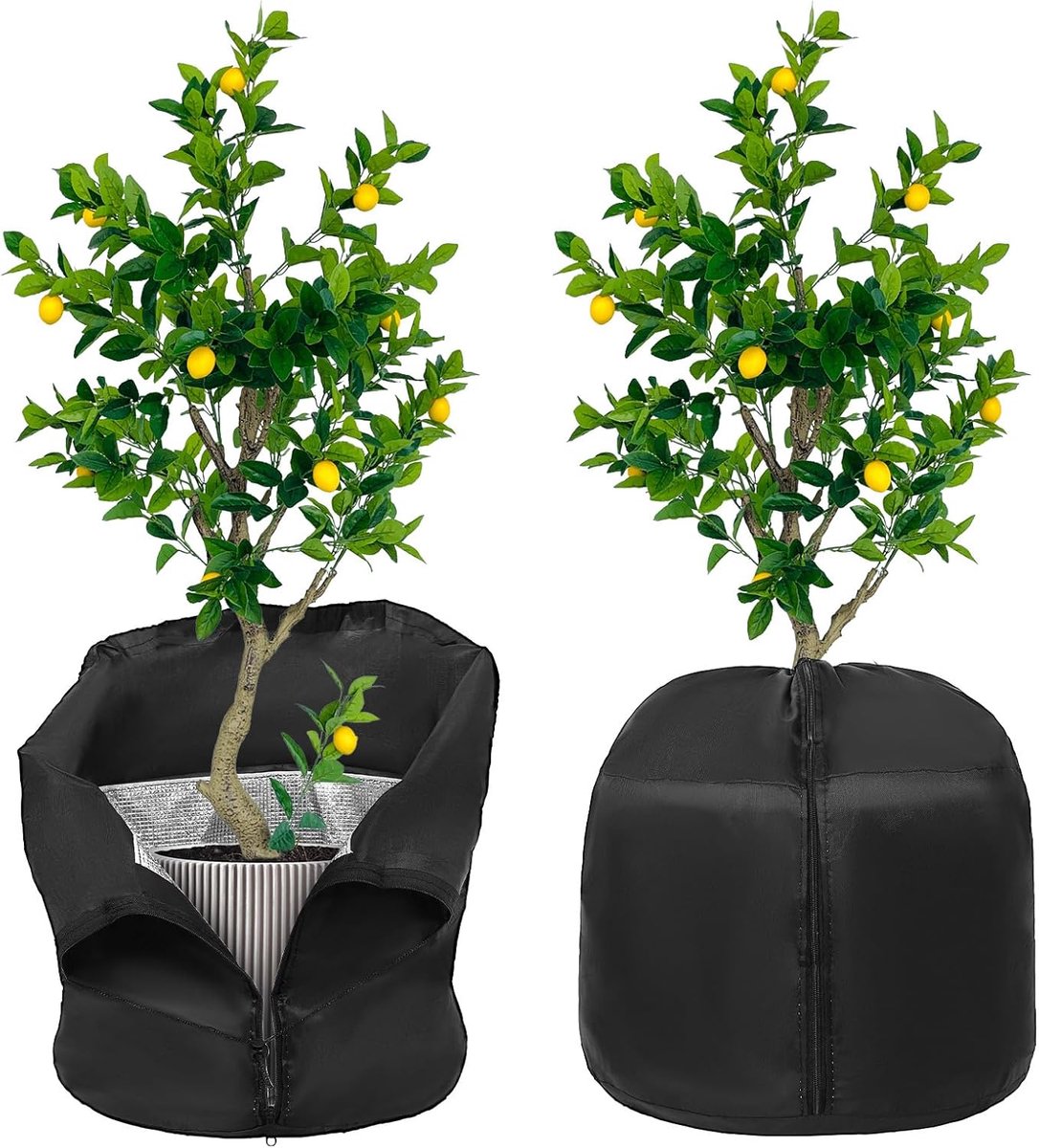 SnelShoppen - 2x Thermische Potbescherming 42x48 cm - Winterbescherming voor Potplanten - Aluminiumfolie, Rits en Koord - Houdt Plantwortels Warm - Tu