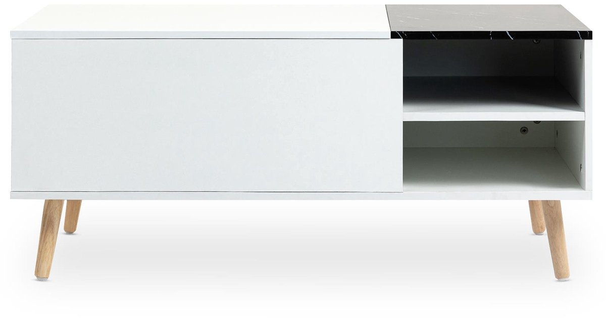 Salontafel MUSKA met hefblad – wit/zwart