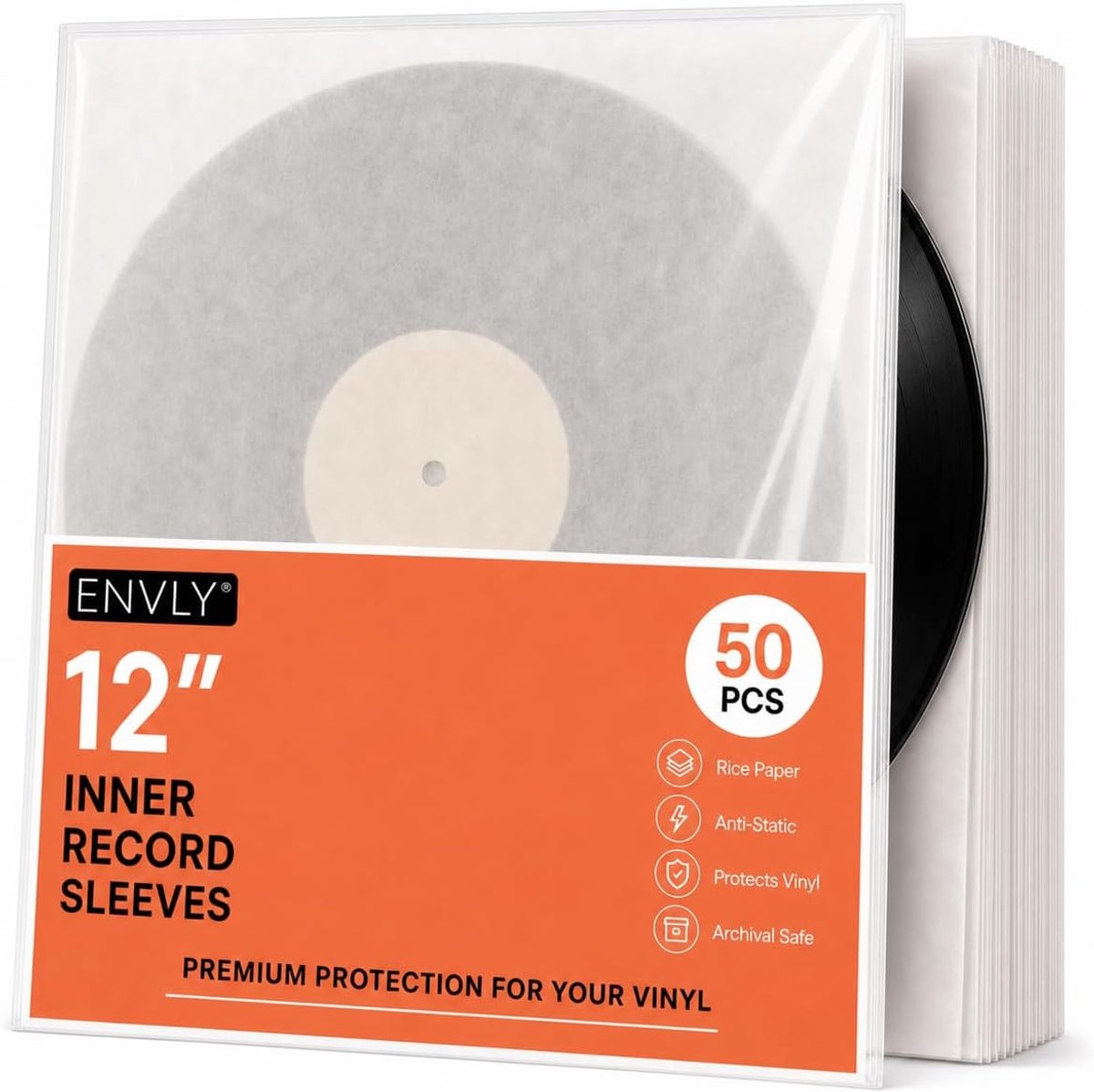 SnelShoppen - Record Covers Inner Covers 50 Stuks | 12 Inch LP Binnenhoezen | Antistatische Vinyl Sleeves van Rijstpapier | Bescherming tegen Stof en