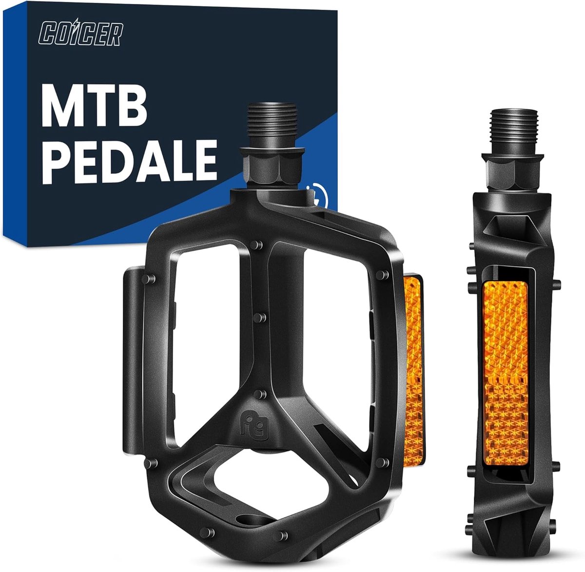 SnelShoppen - MTB Fiets Pedalen met Reflecterende Strepen, Antislip Aluminium Platform, Super Licht, 9/16 Inch Flat Pedalen voor Racefiets en Mountain