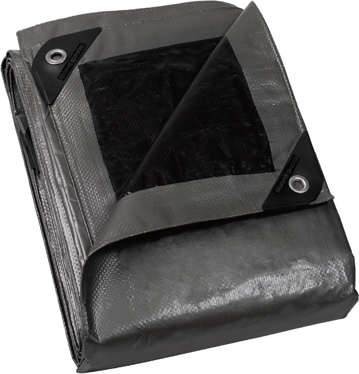 SnelShoppen - Multifunctionele Waterdichte Tarpaulin 4x4 m Grijs Zilver/Zwart - 120 g/m² Polyester Beschermzeil met Oogjes - UV-Bestendig, Scheurbeste
