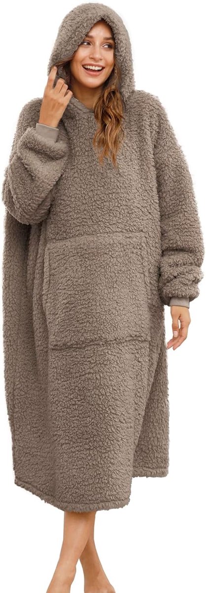 SnelShoppen - Unisex Oversized Wearable Blanket Hoodie - Sherpa Sweatshirt, Cozy en Warme Pluche Dekensweater, One Size Fits All, Perfect voor Thuis,