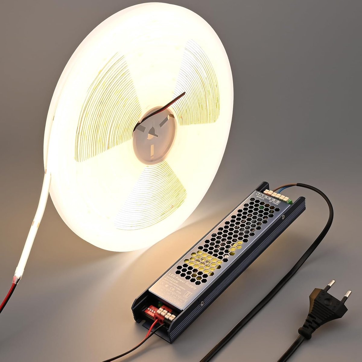SnelShoppen - 24V IC COB LED Strip Light 20M - 480LEDs/M Natuurlijke Wit 4000K - Zelfklevend, Knipbaar - Perfect voor Keuken, Slaapkamer en Woonkamer