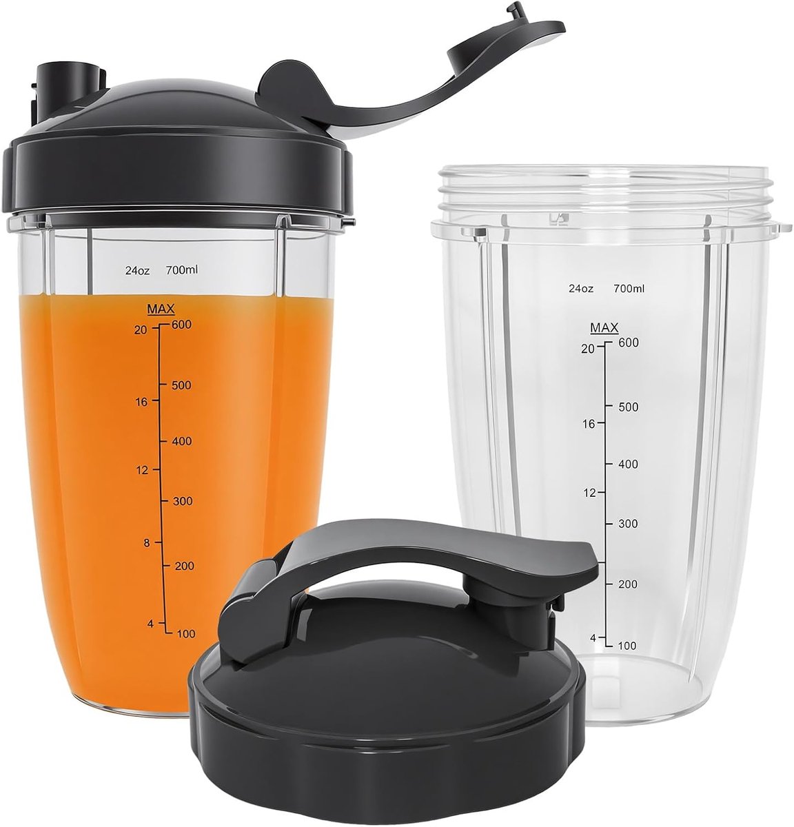 SnelShoppen - Beker voor Blender 700ml Vervangbeker Compatibel met High-Speed Mixer en Smoothie Maker, To-Go Deksel, Ideaal voor Nutribullet 600W en 9