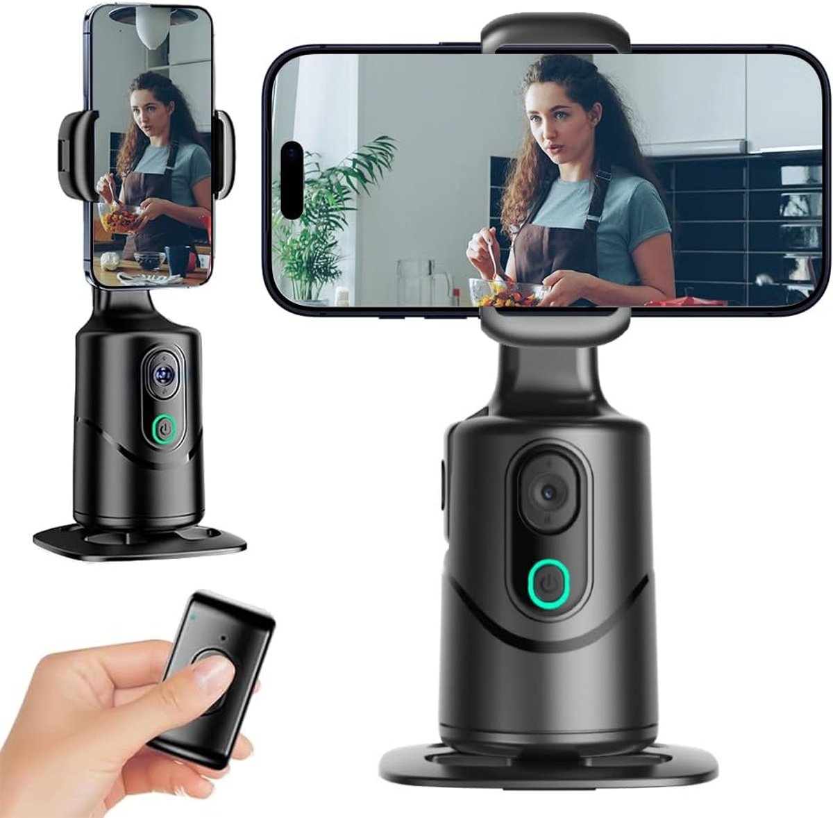 Thijox - Auto Face Tracking Phone Holder met 360° Rotatie, Geen App Nodig, Smart Shooting Tripod voor Vlog, TikTok, YouTube Video Opnames, Inclusief A
