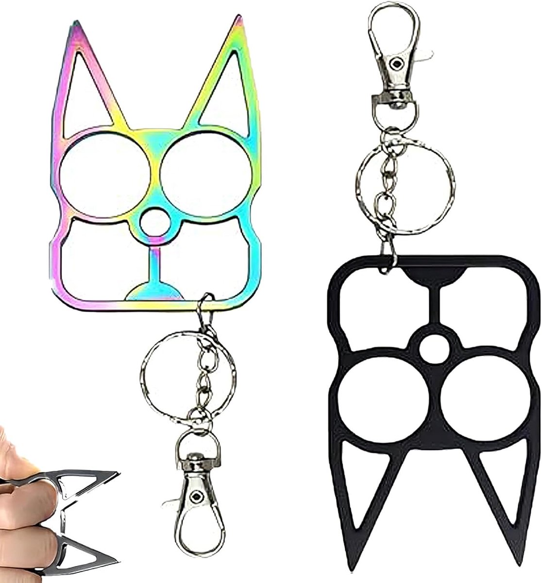 Thijox - 2 Stuks Kattenoor Sleutelhangers - Multifunctionele Sleutelhanger met Ergonomische Handgreep - Schroevendraaier en Flesopener - Perfect voor