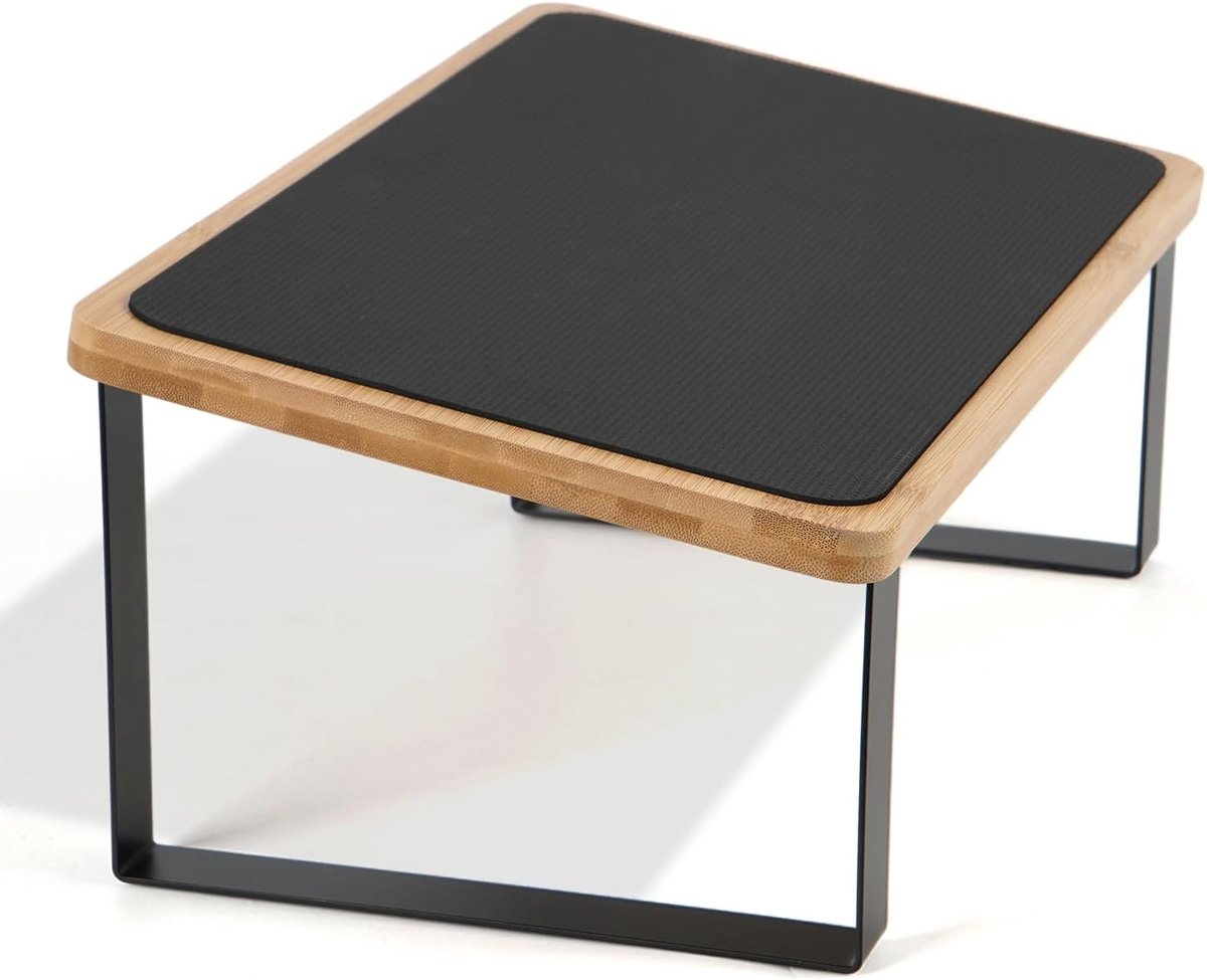 SnelShoppen - Ergonomische onderbureau voetensteun, houten en metalen voetsteun, voetsteun voor verlichting van benen, knieën en rug, ideaal voor thui