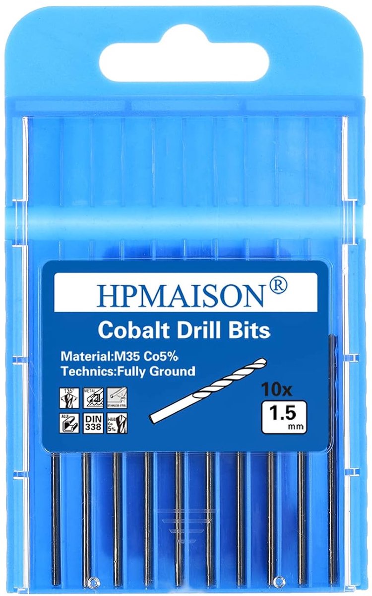 SnelShoppen - 10pcs M35 HSS Cobalt Boor Set 1.5mm Spiral Boor voor RVS, Aluminium, Hout, Kunststof, Dunne Metalen - Professionele Kwaliteit