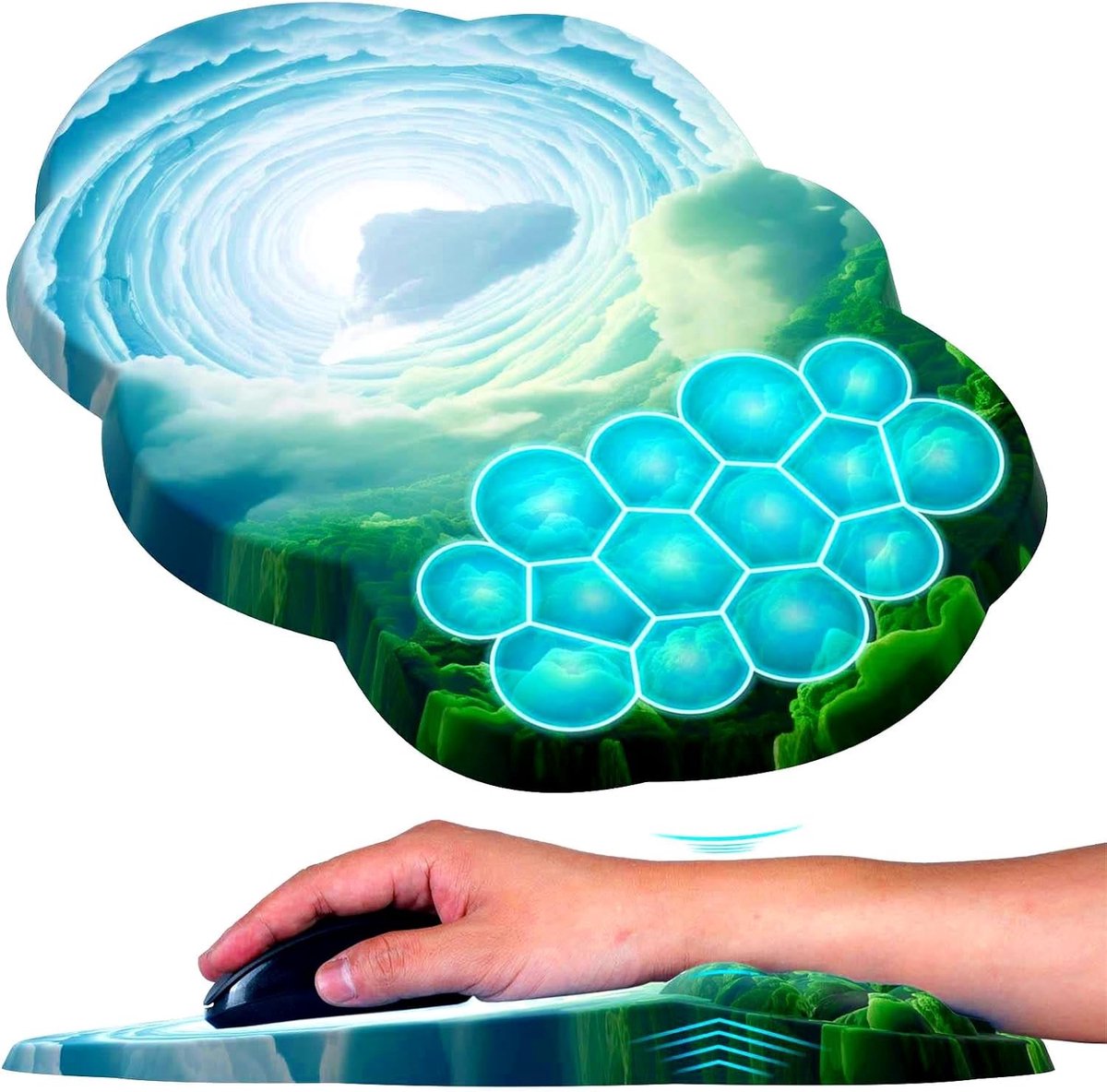 SnelShoppen - Ergonomische Cloud Muismat met Polssteun, Gemaakt van Geheugenschuim, Grote Schattige Cloudvorm, Massagedesign, Antislip PU Onderkant vo