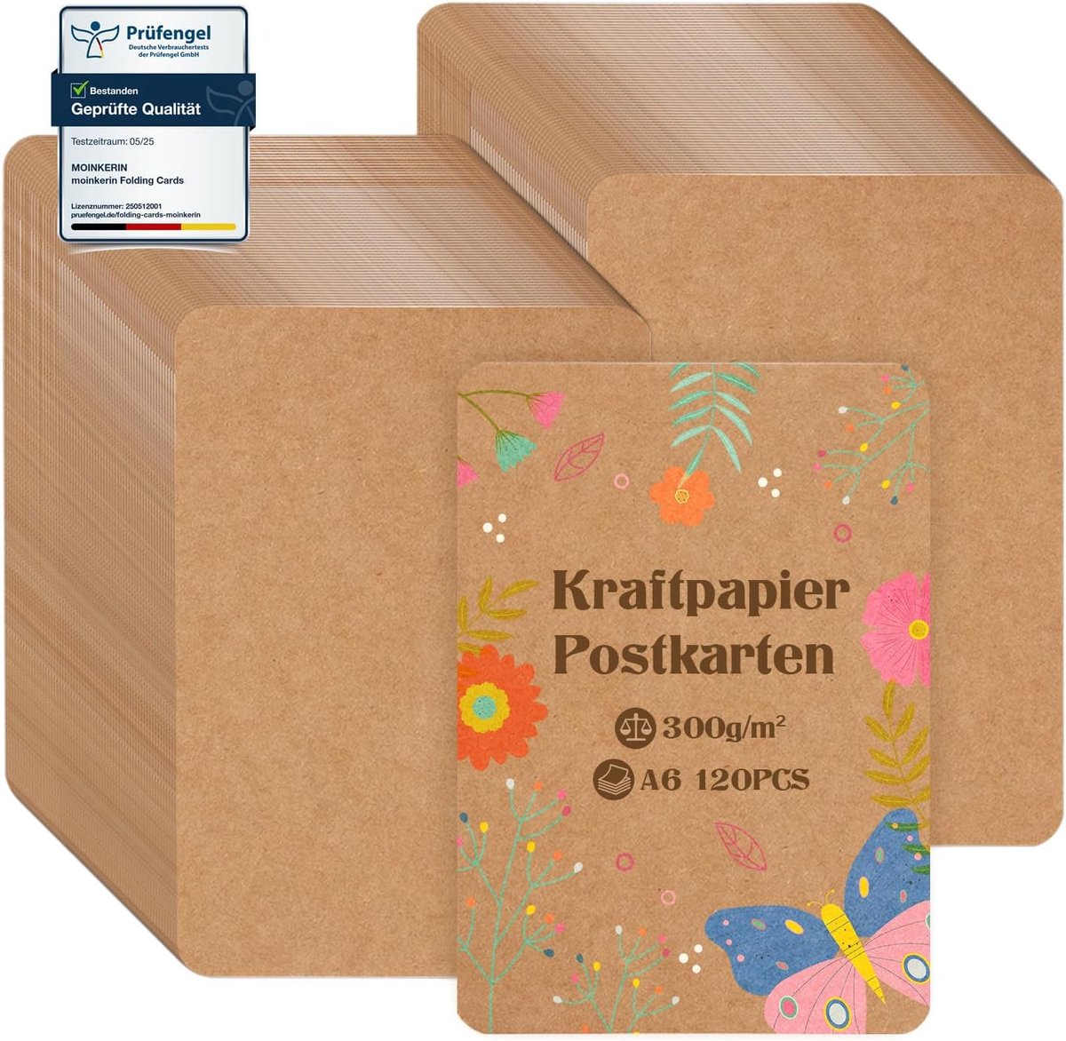 SnelShoppen - 120 A6 Kraft Papier Postcards - 10.5 x 14.8 cm - 300g/m² - Blank Kaarten voor DIY, Trouwen, Bedankkaartjes - Stevige, Afgeronde Hoeken -