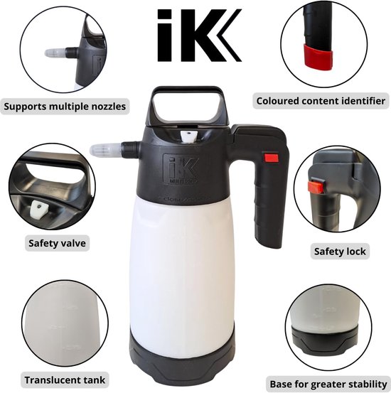SnelShoppen - IK Multi PRO 2 Drukspuit - 2 Nozzles, Aanpasbare Conenozzel & Vlakke Jetnozzle, Perfect voor Desinfectie, Neutralen Producten, Zuren, Tu — afbeelding 4