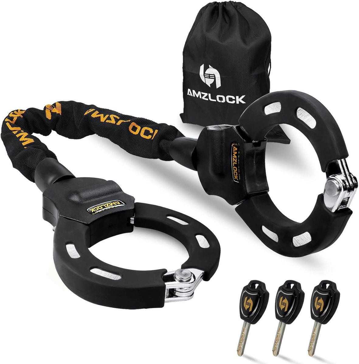 SnelShoppen - Fietsslot, Elektrische Scooter Kettingslot, Rubber Bescherming Tegen Krassen, Veiligheidslock Voor Scooters/E-Scooters/Fietsen/Motoren