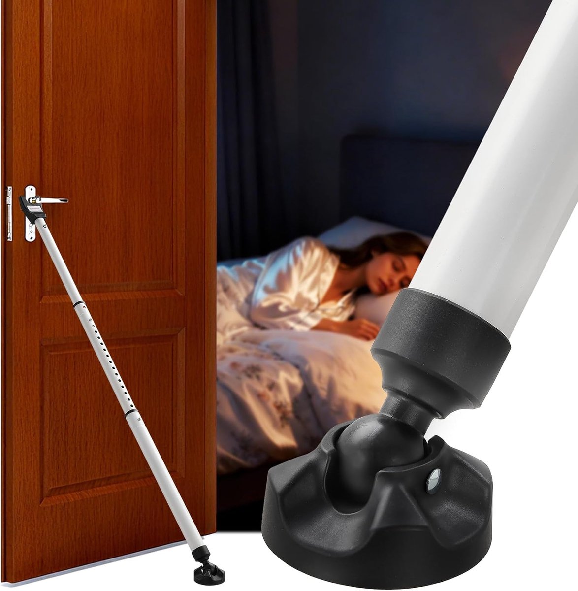 SnelShoppen - Burglary Protection Safety Bar - Robuuste Deurstoppers voor Schuifdeuren en Ramen - Verstelbare Beveiliging voor Balkon, Wit, Stalen Vei
