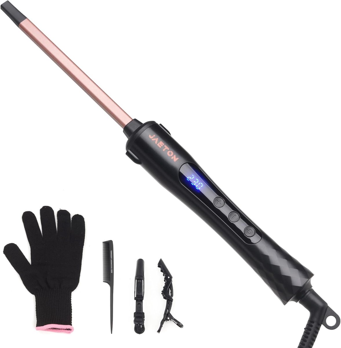 SnelShoppen - Mini Krultang 9mm - Keramische Vierkante Buis - Dunne Strakke Krullen - Temperatuurregeling - Inclusief Handschoen - Voor Alle Haartypes