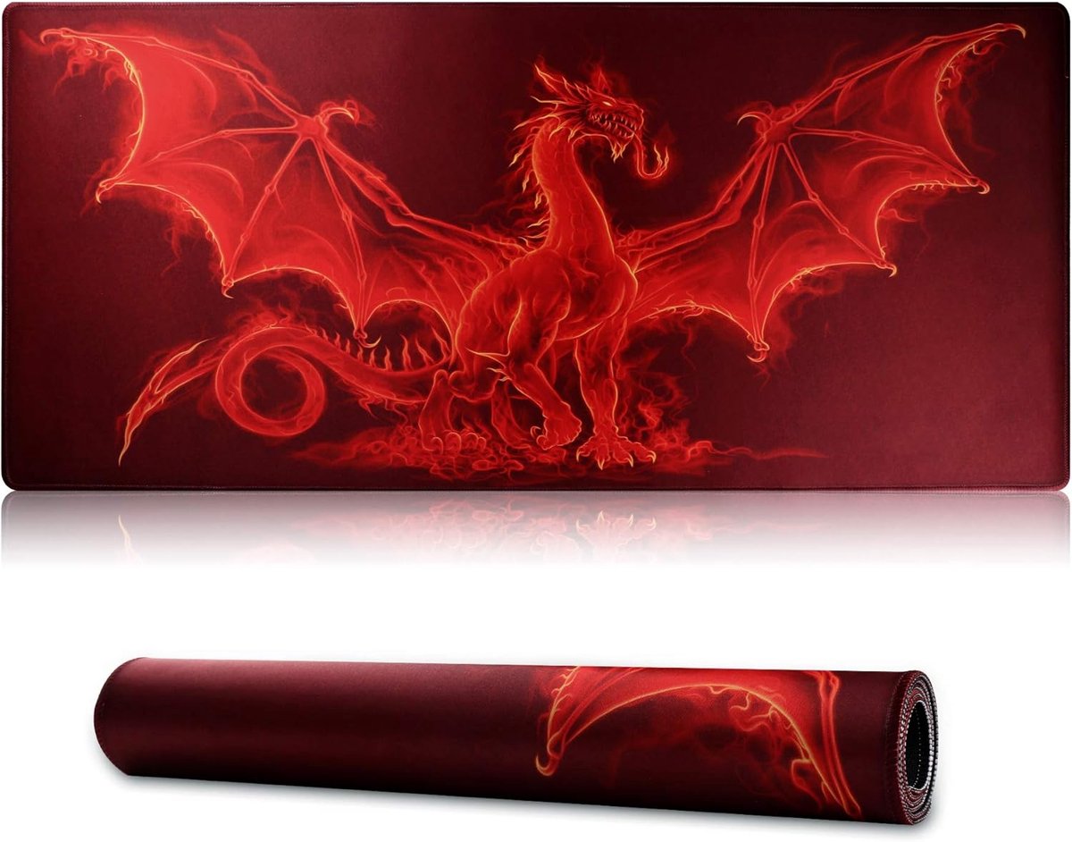 SnelShoppen - Grote Gaming-Muismat 70 x 30 cm met Genaaide Randen, Antislip Natuurlijke Rubber Basis, Rood, Perfect voor Gamer en Thuiswerkplek