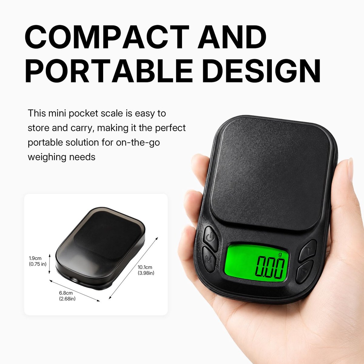 SnelShoppen - Digitale Precisieweegschaal 500 g/0,01 g - LCD-Display met Achtergrondverlichting - Tarrafunctie - 7 Weegeenheden - Compacte Zakweegscha