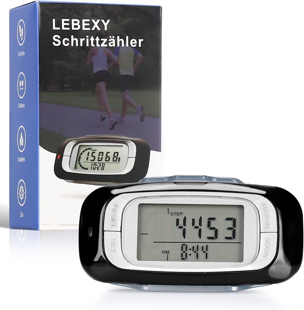 SnelShoppen - Stappenteller Clip, Eenvoudige Fitnesstracker voor Stappen, Afstand & Calorieën, Groot Display, Geen Bluetooth/App, Ideaal voor Wandelen