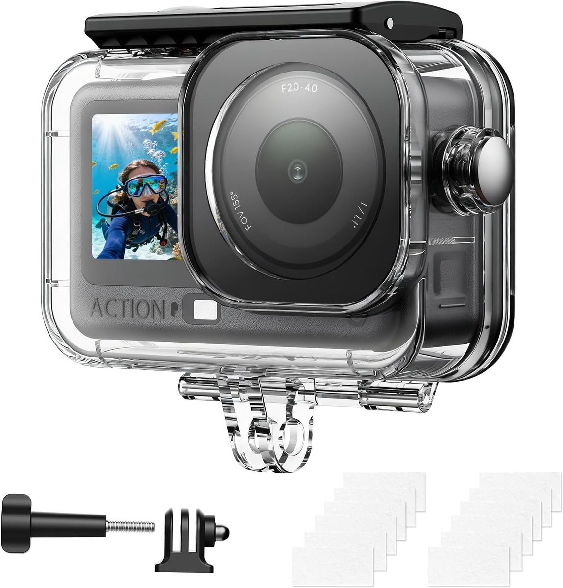 SnelShoppen - Waterdichte Duikbehuizing voor Action Camera - 60 m Diep - Compact Ontwerp - Transparant Harde Behuizing - Ideaal voor Duiken, Snorkelen