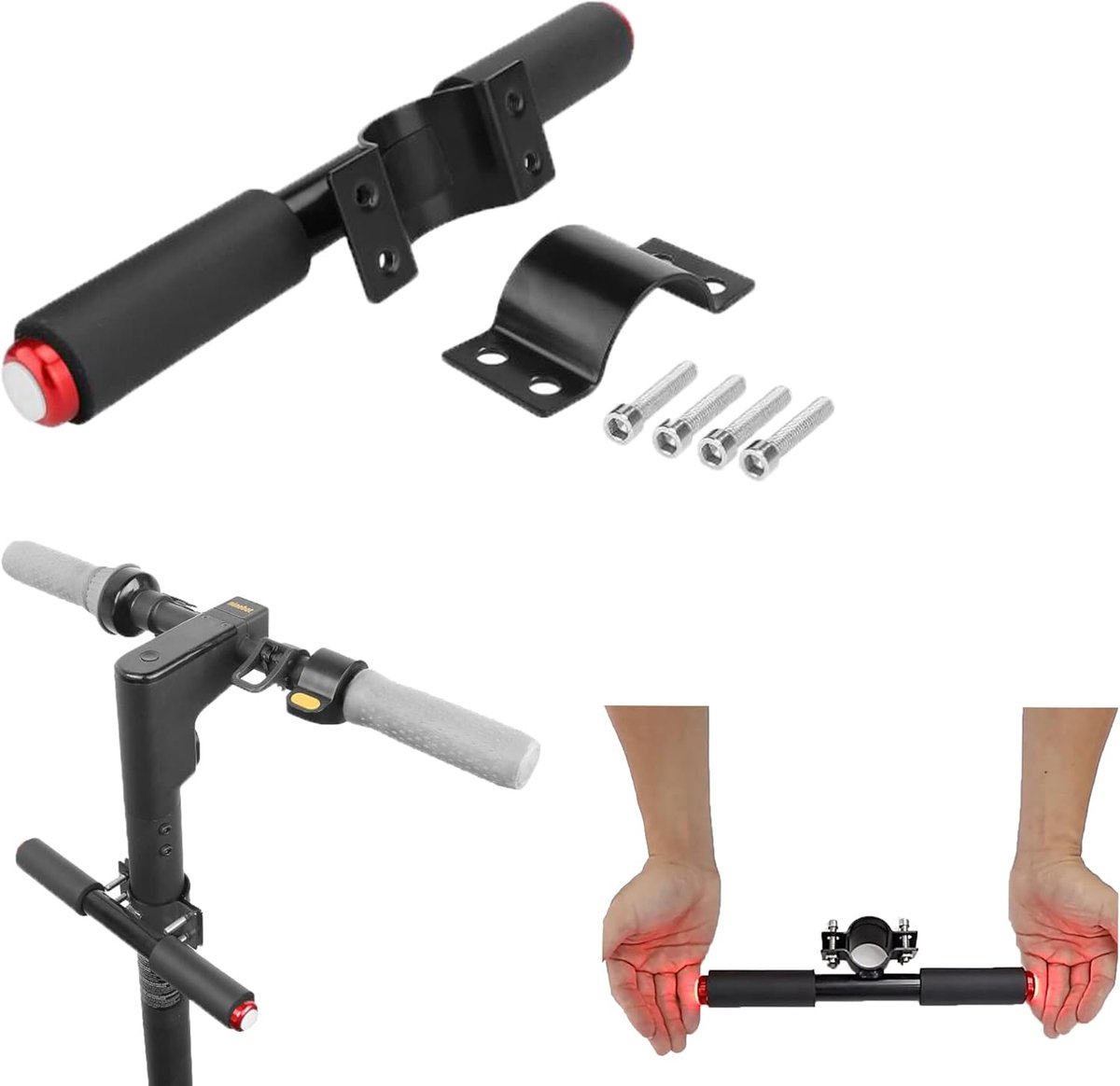 SnelShoppen - Kinderen Elektrische Scooter Handvat met Waarschuwingslicht - Verstelbaar Stuur voor Segway Ninebot ES Max G30/G30E ll/G30 LE/ES1LD - Ac