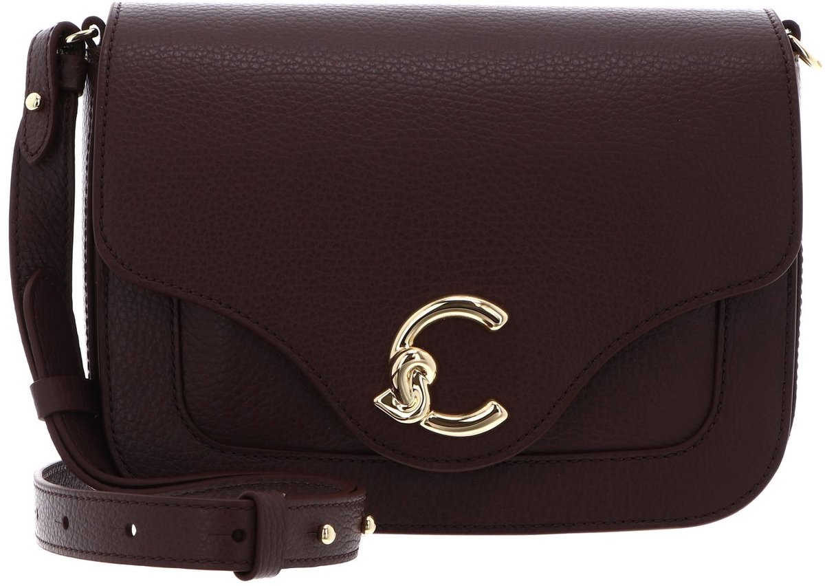 COCCINELLE Leren schoudertas C-Me Crossbody Bag Grained Leather Berry donkerpaars