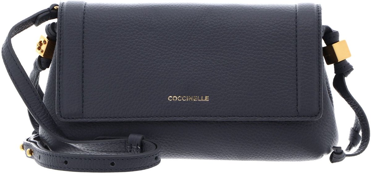 COCCINELLE Leren schoudertas Thess Mini Bag Grained Leather Stove blauwgrijs