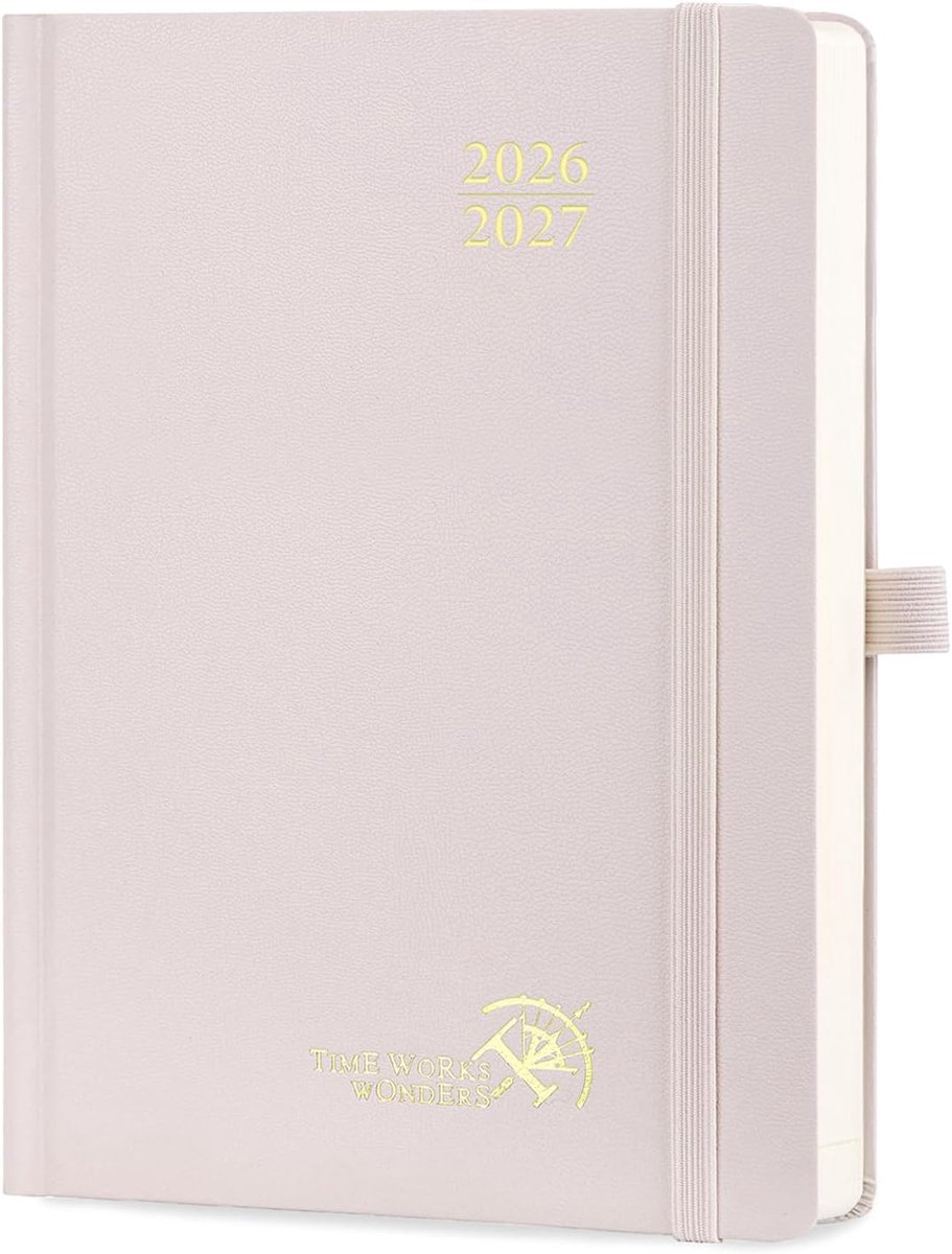 SnelShoppen - Agenda 2026 2027 Weekly Planner Notitieboek - Soft Cover Spiral Binding - 21.5 x 16 cm - Licht Roze - Perfect voor Dagelijkse Planning -