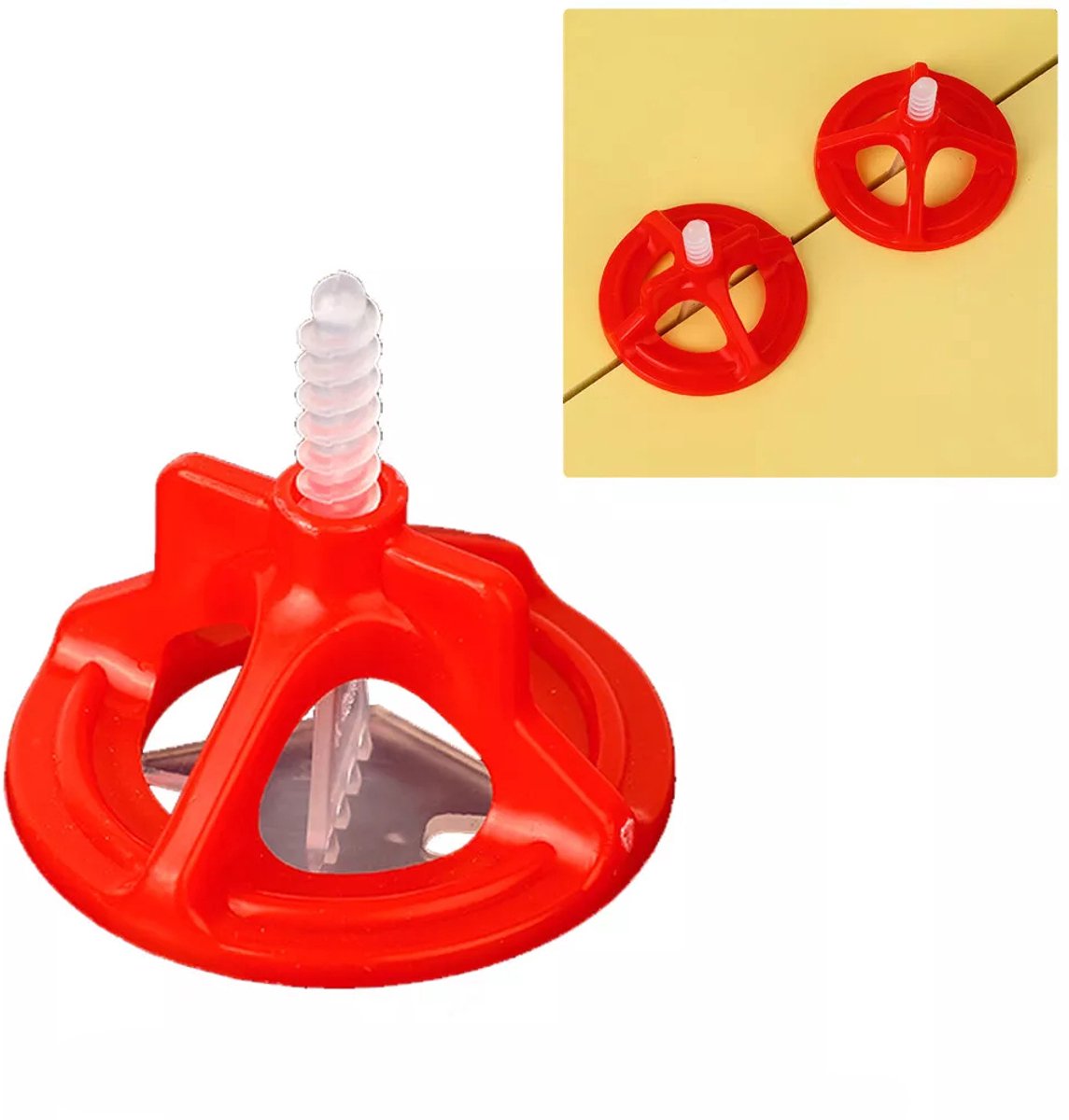 Tegelnivelleersysteem - 50 rode accessoires - 100 transparante basisstukken - 2 mm - Schroefnivelleersysteem - Leghulpmiddel - Rood
