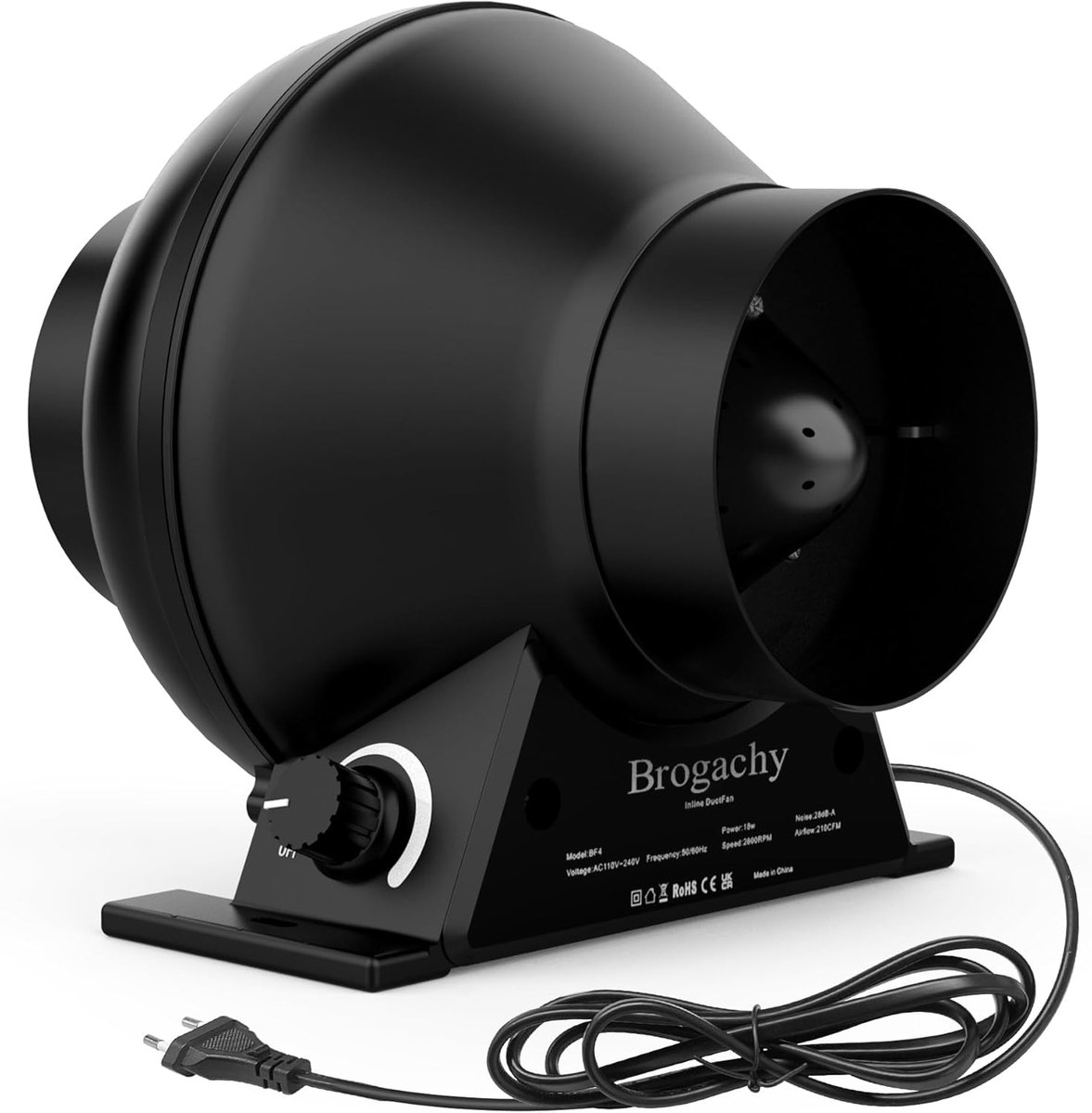 SnelShoppen - Krachtige 100 mm Buissnelventilator 357 m³/h met Verstelbare Snelheid - Ventilator voor Verwarming, Koeling, Groeitenten, Hydroponics en