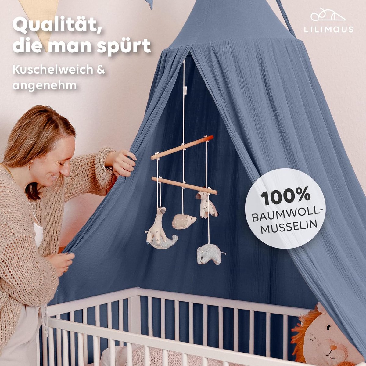 SnelShoppen - Canopy Kinderkamer - Bedgordijn 100% Katoen Muslin - Handgemaakt voor Jongens en Meisjes - Babybeddecoratie - Gordijn voor Kinderbed, Kn