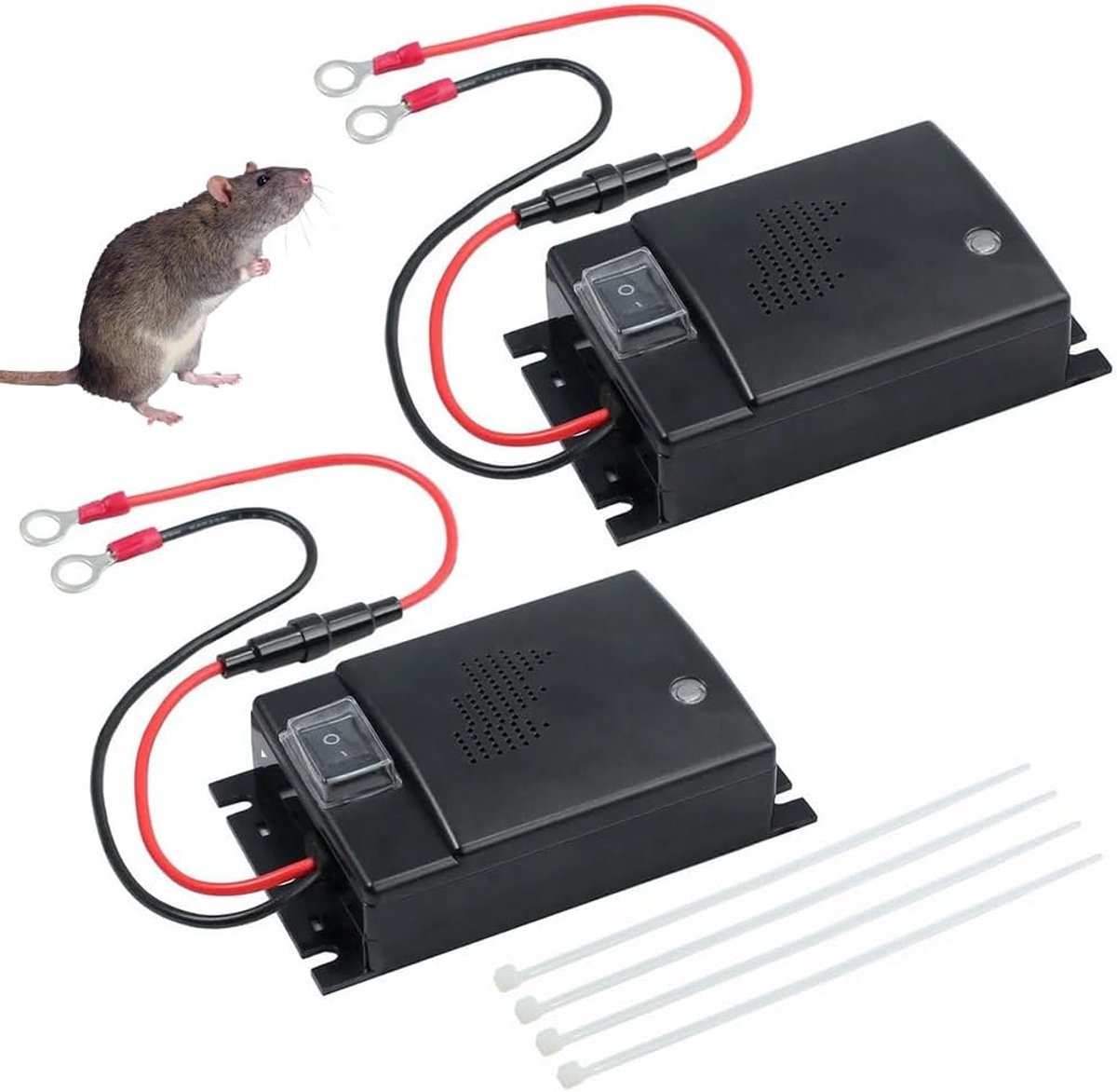 SnelShoppen - 2 Stuks Marderafschrikker voor Auto - Ultrasone Marderbeschermer met 12V Accu Aansluiting - Effectieve Marderverdediging voor Motorcompa