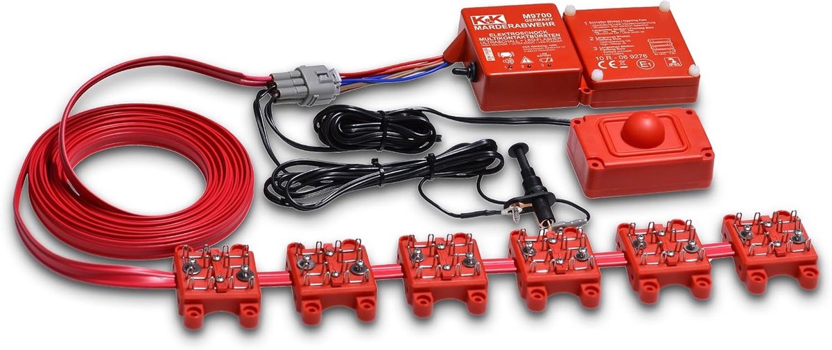 Thijox - K&K M9700 Ultrasoon Marterverjager - Zelfvoorzienend met Hoogspanning - Waterdicht, 360° Geluid, 6 Verstelbare Borstels - Ideaal voor Tuin, C