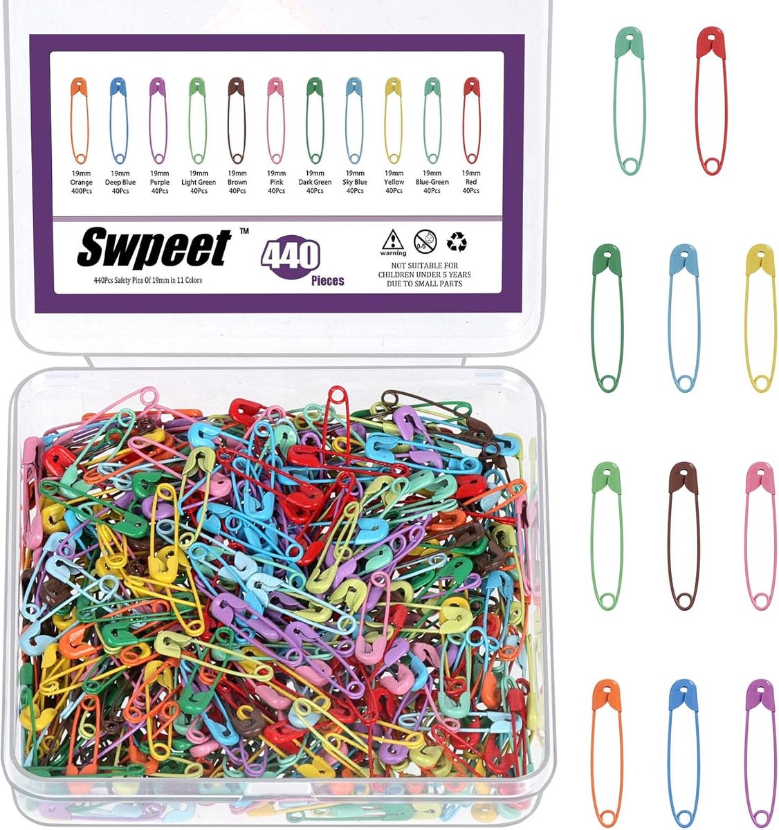 SnelShoppen - Swpeet Gekleurde Veiligheidsnaalden, Mini Naalden voor Stof, Kleding, Hangtags, 50 Stuks Diverse Kleuren, Perfect voor Naaien en Creatie
