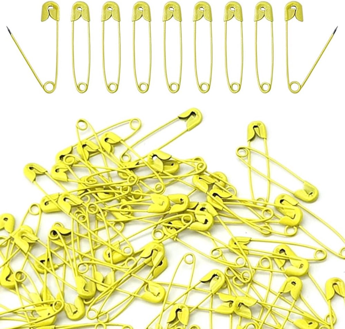 SnelShoppen - 200pcs Veiligheidspelden, Gekleurde Veiligheidspennen, Naaipennen voor Creatief Werk, Kleding, Quilten, Geel, Roestvrij Staal, 28mm