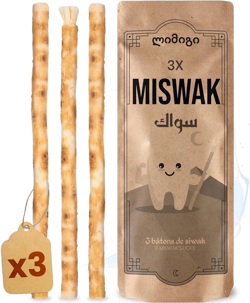 SnelShoppen - Miswak Sticks x3 – Natuurlijke Tandverzorging met Siwak Tandenborstel Sticks – Traditionele Mondverzorging – Biologisch en Duurzaam – Pe