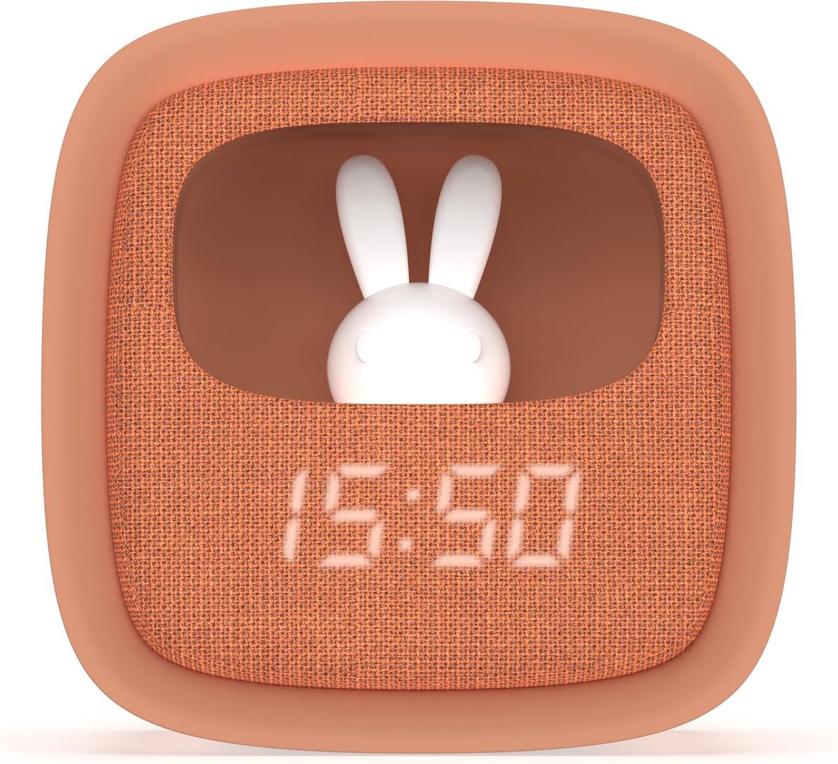 SnelShoppen - Mobiele Billy Klok Kinder Alarmklok Nachtlampje Konijn Motief Zacht Aanraakscherm Plastic Frame Programmeerbaar Datum Tijd 3 Alarmen Bru