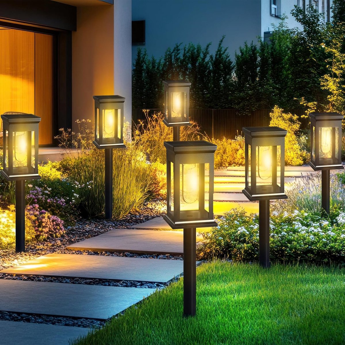 SnelShoppen - Tuinlamp op zonne-energie met tungsten filament, warm wit licht, energiezuinig, 800 mAh, ideaal voor tuin, balkon, patio, feest, buiteng