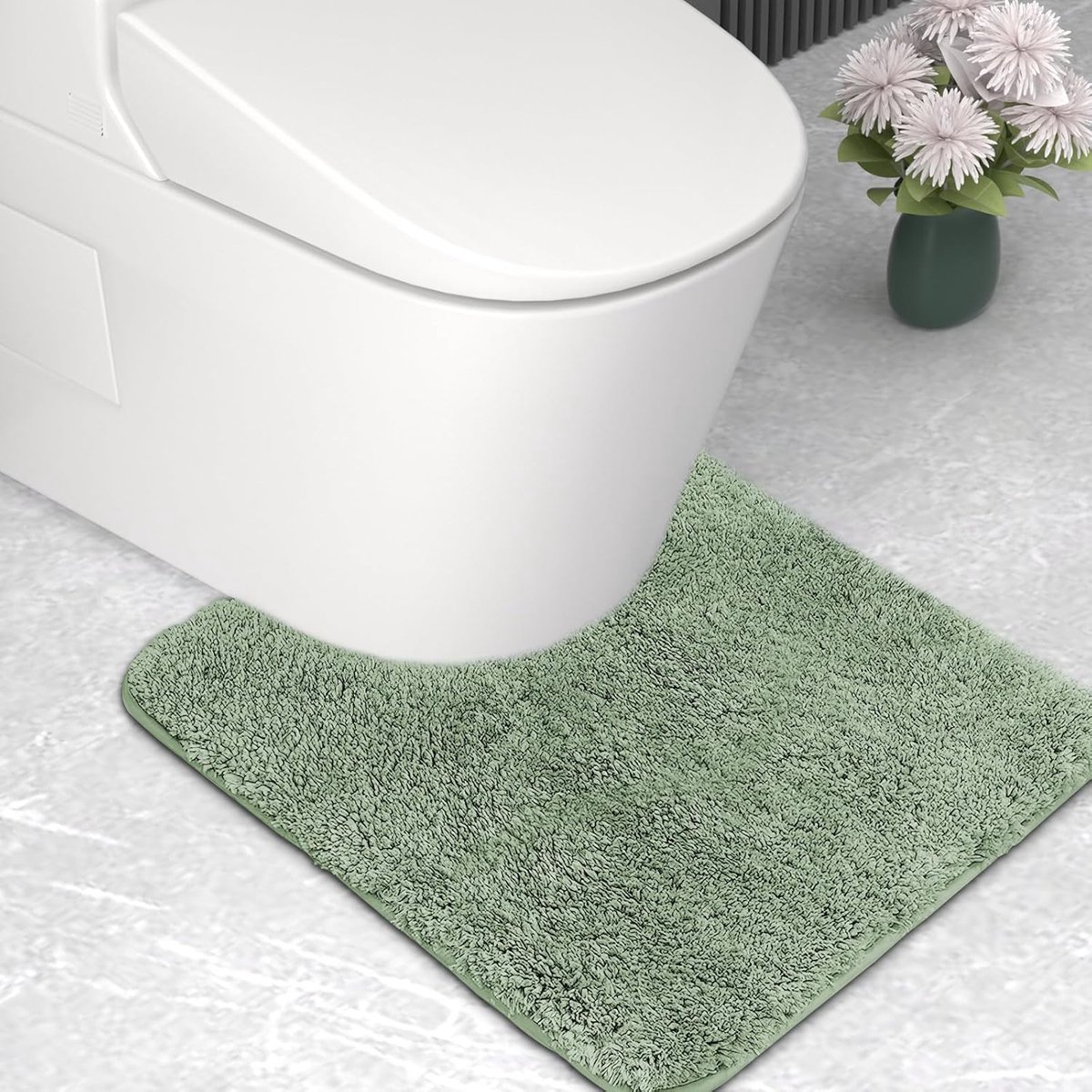 SnelShoppen - Luxe Microfibre Badmat 50x50 cm U-Vorm, Super Dikke 2 cm, Lichtgroen, Ultra Absorberend, Ideaal voor Badkamer, Douche, Wellness