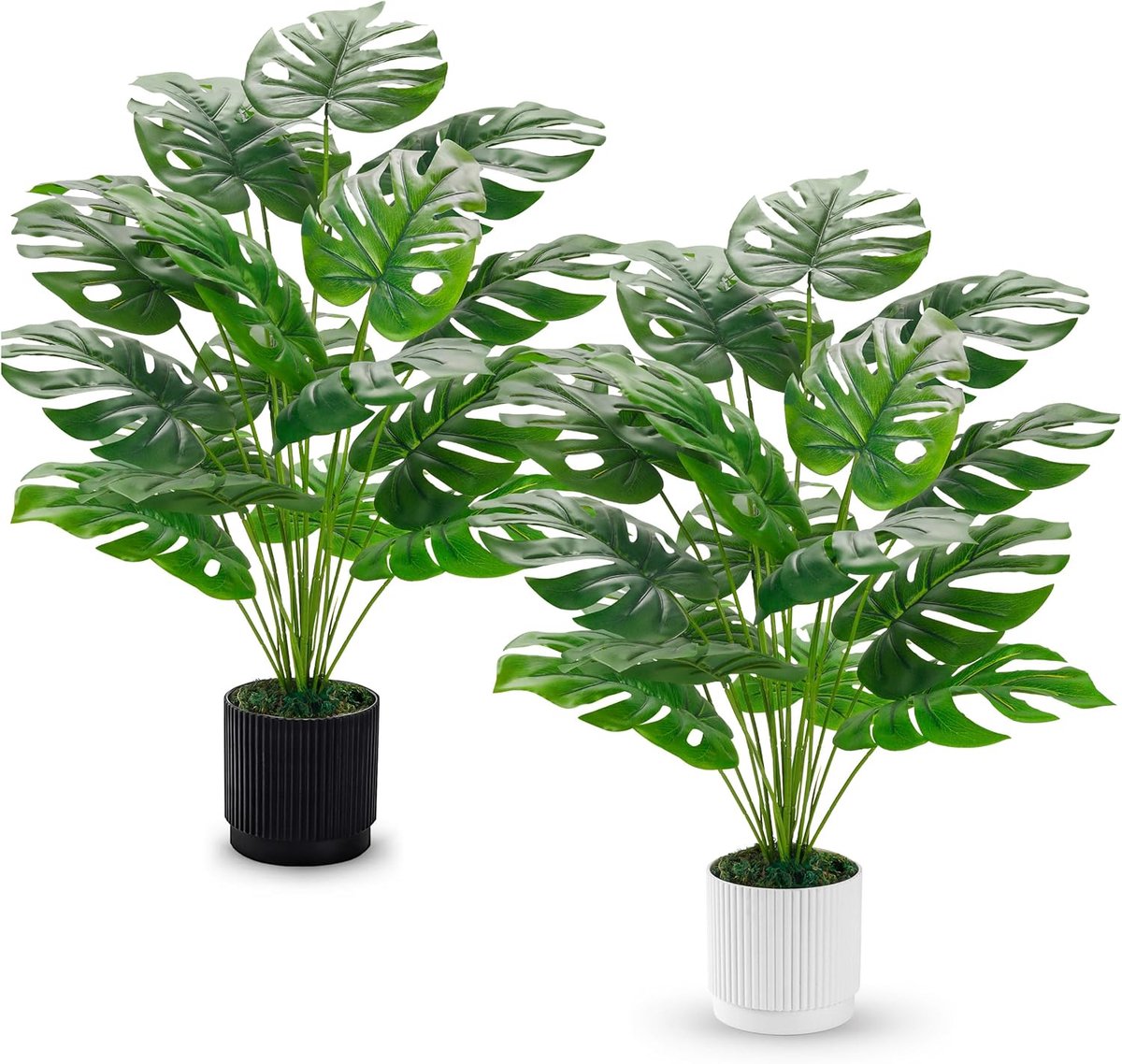 SnelShoppen - 28" Kunstplant Monstera - Realistische Nepplant voor Binnen en Buiten - Perfecte Decoratie voor Woonkamer, Badkamer, Kantoor - 2 Stuks
