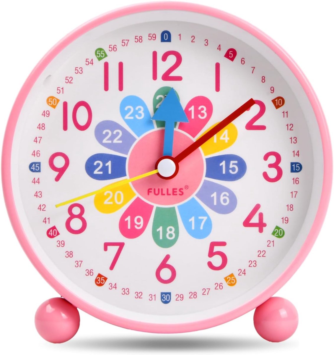 SnelShoppen - Analoge Kinderwekker voor Jongens en Meisjes - Snooze Functie - Nachtlampje - Duurzaam ABS Materiaal - Roze - Perfect voor Kinderkamer