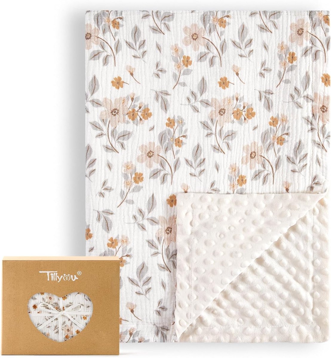 Thijox - Babydeken 75x100 cm - Dubbelzijdige Mousseline Deken van Katoen - Comfortabele Kruipdeken voor Pasgeborenen - Gele Jasmijn - Perfect voor Kin
