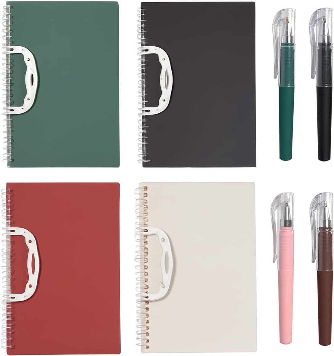 SnelShoppen - 4 Pcs A6 Mini Notitieboekjes met Pen, Spiral Notepad Klein, 65 Bladen, Pocket Notitieboekjes voor Reis, School, Werk - Kleurrijke Covers