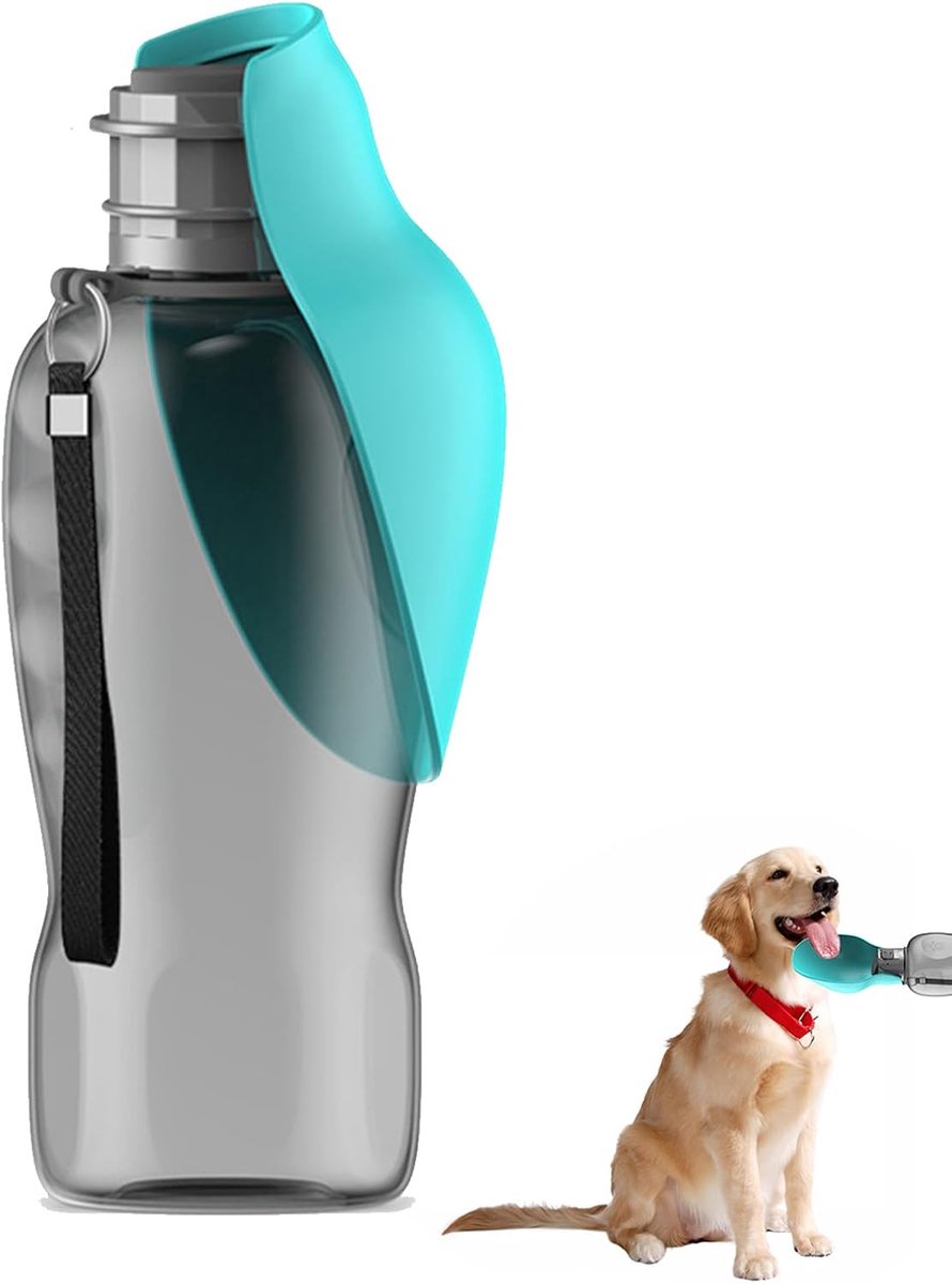 SnelShoppen - 800 ml Honden Drinkfles - BPA-vrije Silicone Waterfles voor Honden - Ideaal voor Wandelen, Kamperen, Reizen en Bergtochten