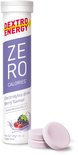 Tube Dextro Energy ZERO CALORIES Berry flavour met drie bruistabletten ernaast.