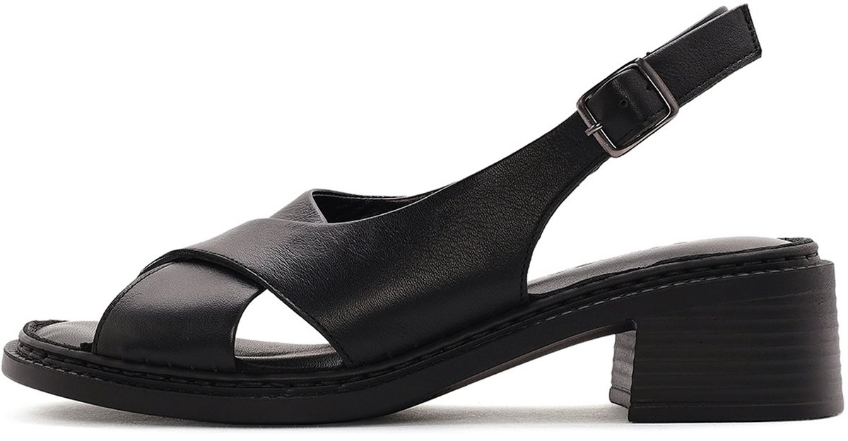 DERIMOD Sandalen Met Middelhoge Hak Leren Mid Heel Sandalen