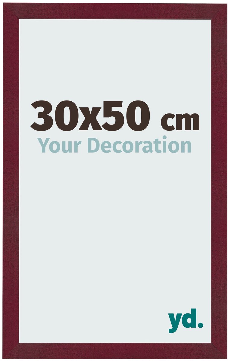 Your Decoration - Fotolijst 30x50 cm - MDF - Wijnrood Geveegd - Bologna