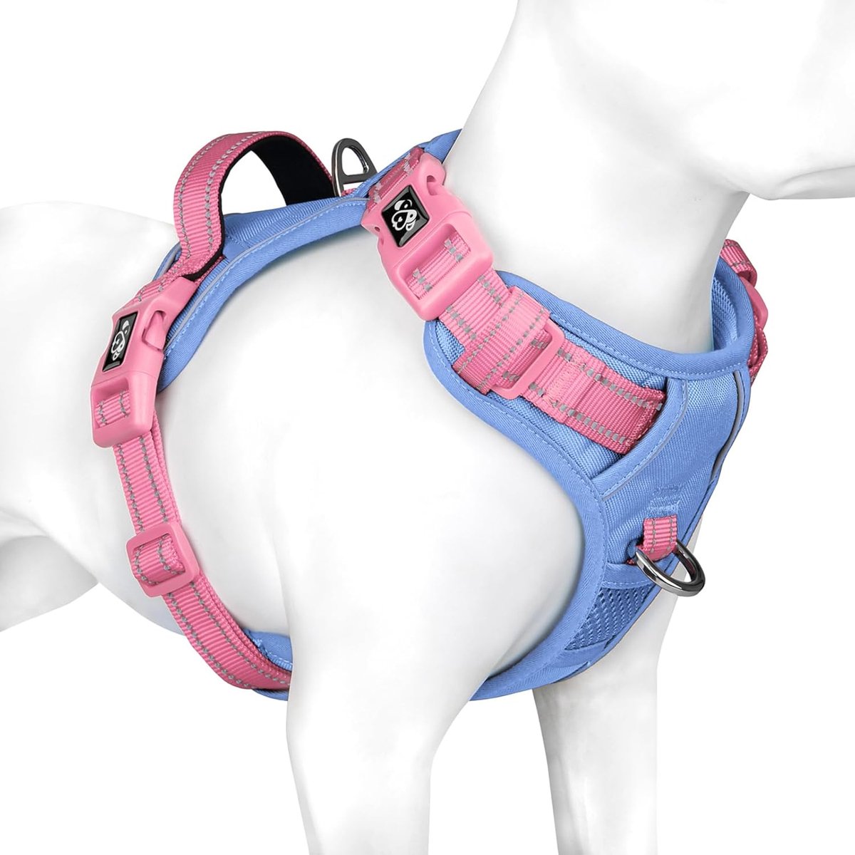SnelShoppen - PHOEPET Anti-Pull Hondentuig Met Reflecterende Straps - Verstelbaar Veiligheidstuig voor Kleine, Middelgrote en Grote Honden - Babyblauw